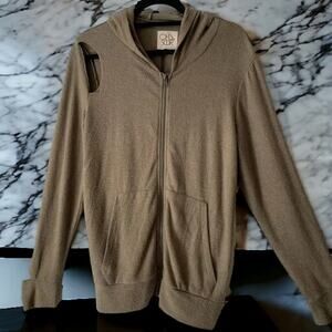 NWT - Chaser Deconstructed zip up Hoodie in Dark Olive Green Size: M